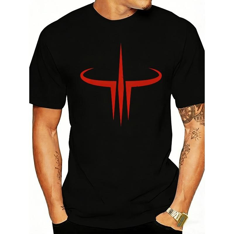 European sizes Men's T-Shirt Retro Video Game Graphic Tee, Short-Sleeved Crew Neck Shirt, Features Classic Prints And Retro Text Graphics