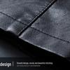 ROMON Men's Stand Collar Faux Leather Jacket