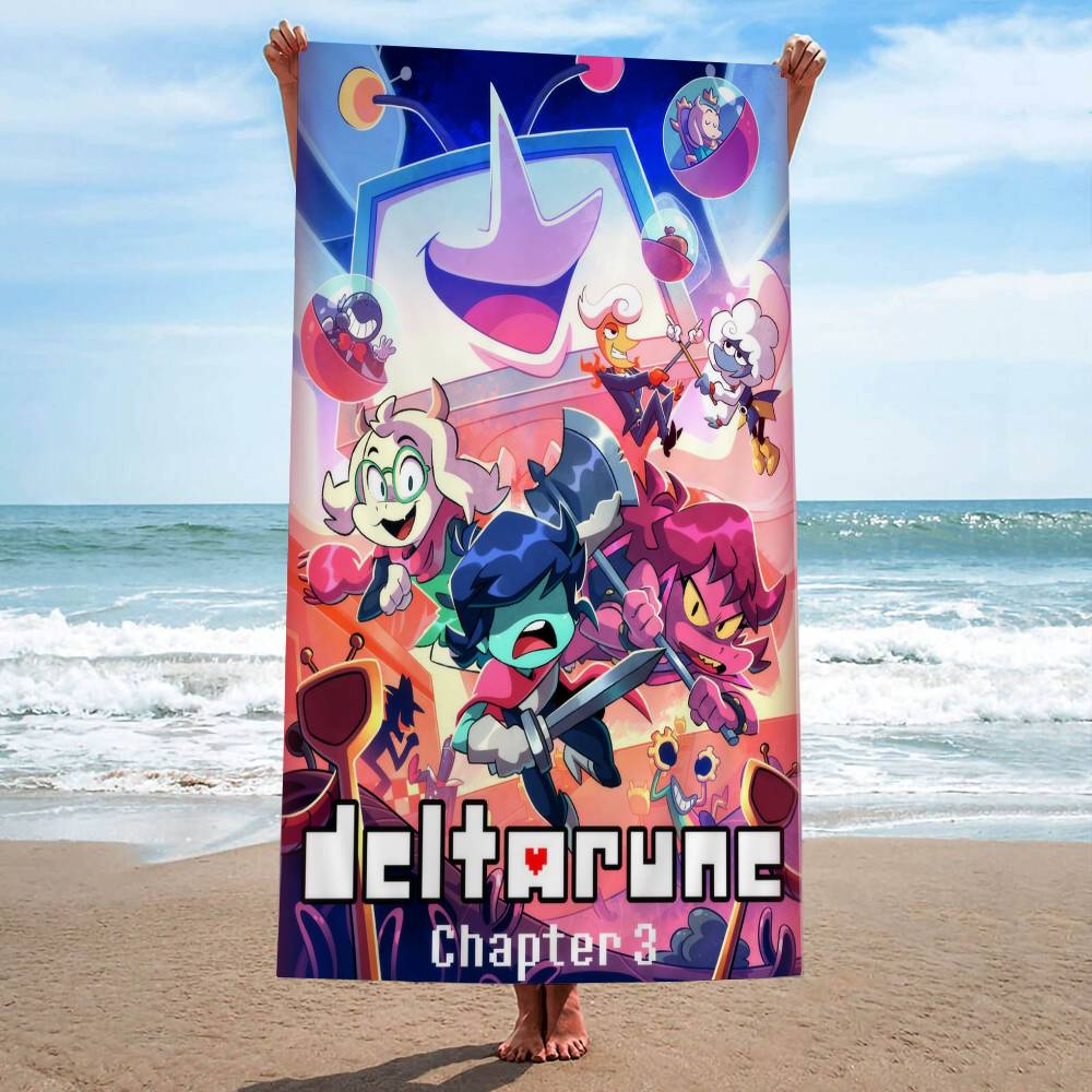 Game Deltarunes Anime Beach Swimming Towel Soft Absorbent Washcloth Children's Gifts for Kids Travel Camping Gym