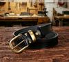 Women's Retro Leather Jeans Belt - Top Layer Cowhide, Pin Buckle, Vegetable Tanned, Casual Hong Kong Style