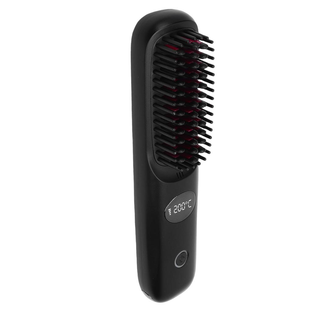 Cordless Hair Straightener Brush Fast Heating USB Rechargeabl LCD Portable Hair Straightening Comb
