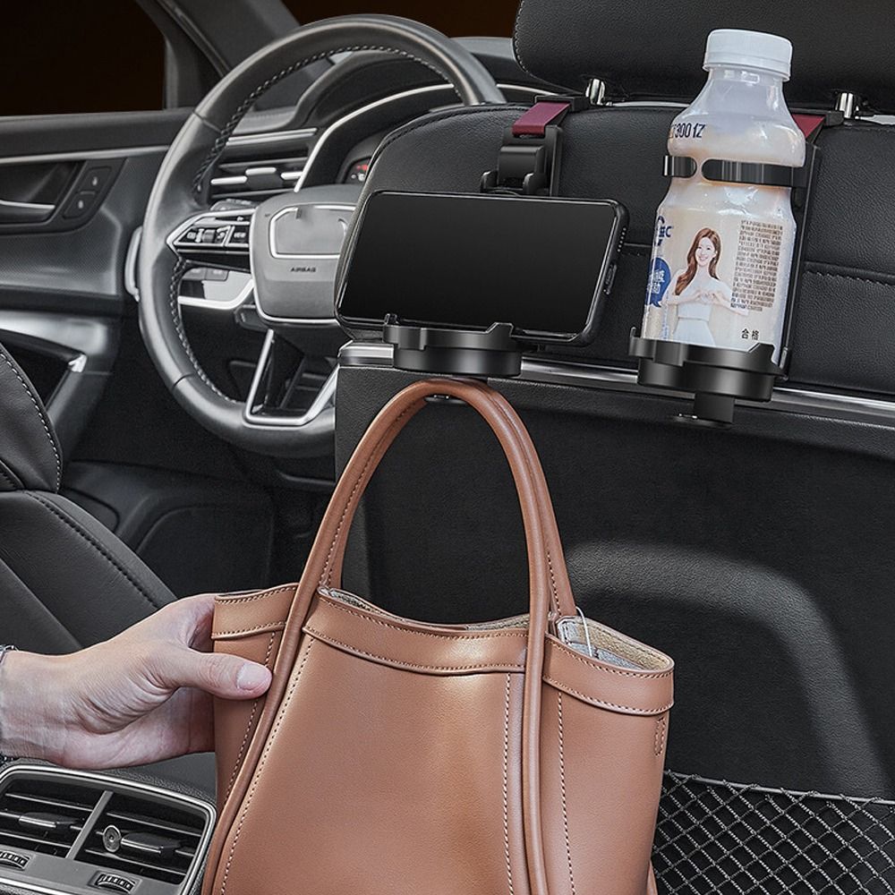 Gancio Multifunzione per Poggiatesta Sedile Auto Comodo Portatile Portabicchieri Pieghevole Organizer per Sedile Posteriore