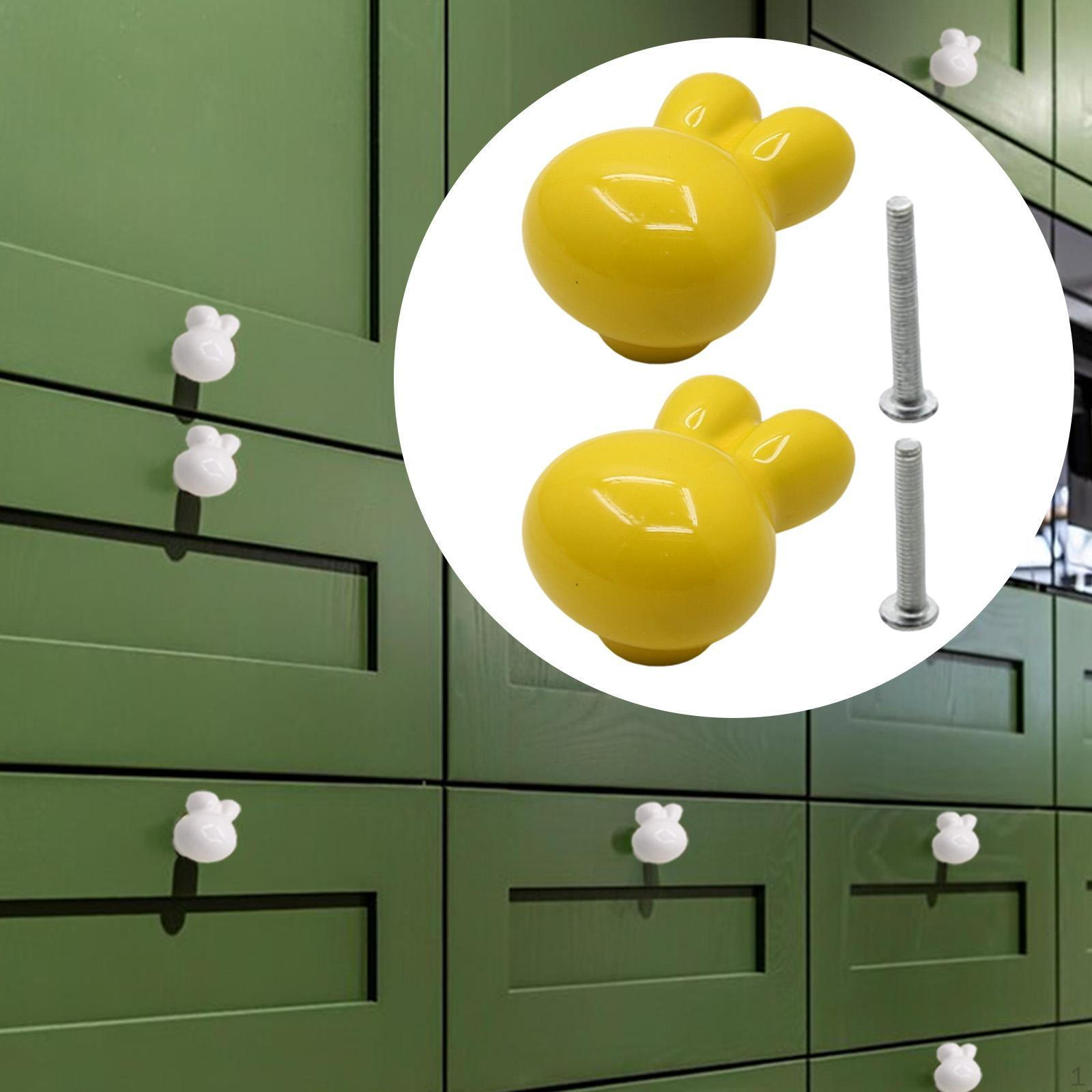 

Мини-фигурка кролика ручка ящика скульптура животного керамическая ручка дверного шкафа для дома жёлтый