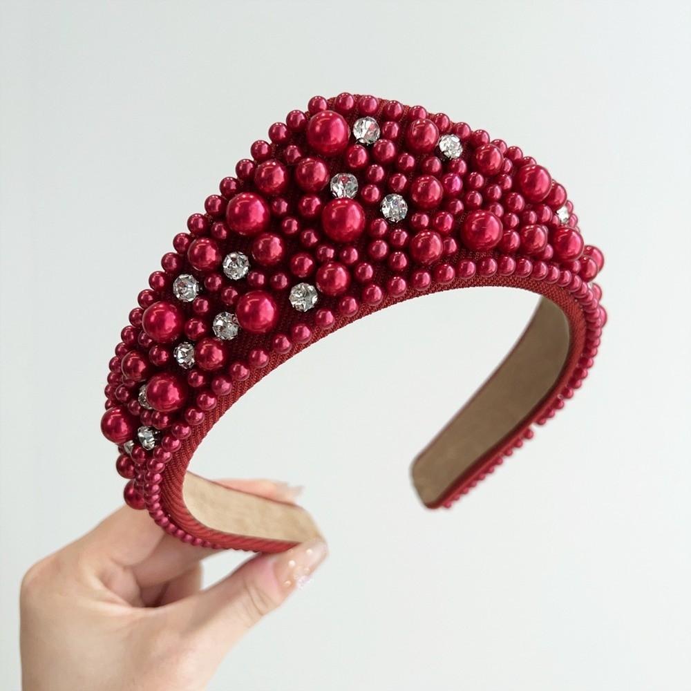 Baroque Fabric Hair Bands Elastic Hair Hoop New Pearl Headband Headwear