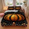 3pc Gothic Pumpkin Cover Set - 1 Quilt Cover + 2 Pillowcases, All Seasons Bedroom Setting, Perfect for Home042