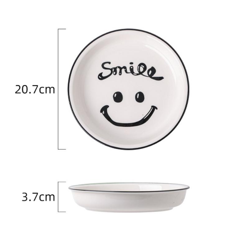 Smile Ceramic Bowl Rice Soup Salad Bowls White Plate Bowl Set Fruit Bowls Kitchen Household Supplies Nordic Korean Tableware