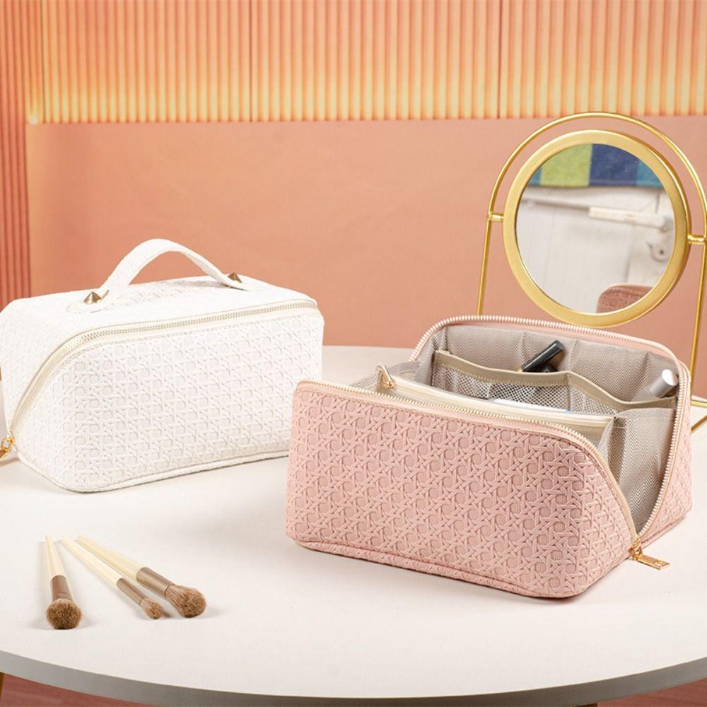 Partition Design Travel Makeup Case Pu Leather Ladies Storage Bag Female Clutch Purse  Toiletry Bag