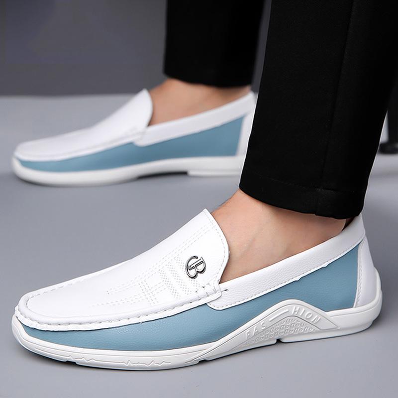 Fashion Mens Leather Shoes 2024 Casual Slip on Formal Dress Loafers Breathable Soft Flats for Male Non Slip Driving Office Work Shoes
