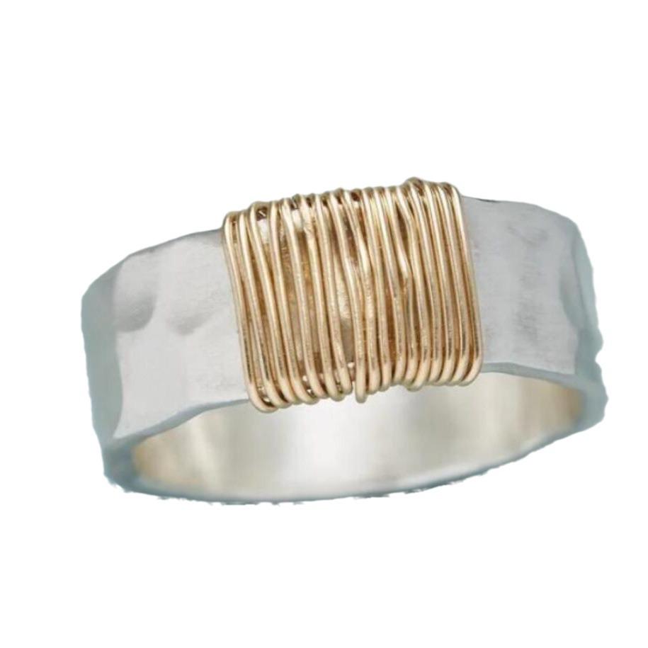 Euro-American Vintage Geometric Copper Wire Ring: Handmade Wide Band Finger Jewelry