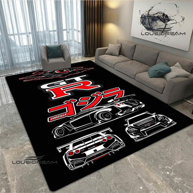 JDMs GTR Flag Car Pattern Carpet Decoration Room Home Outdoor Decor Racing Rug Non Slip Washable Game Style Floor Mat