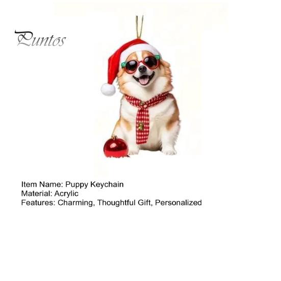 Lightweight Acrylic Dog Hanging Ornament Crown Keychain, 2D Flat Backpack Cute Pet Key Ring for Friends Charm, Animal with Lanyard Charm Handbags