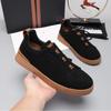 Mens Genuine Leather Slip-On Casual Sneakers Low-Cut Breathable Lightweight Comfortable Everyday Shoes