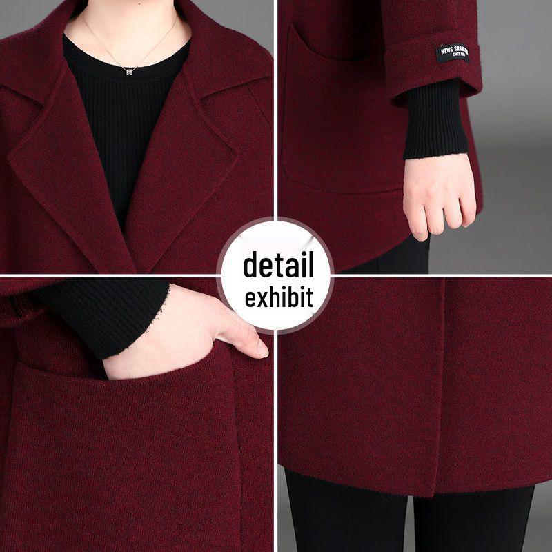 Mom's 2022 Autumn Wool Coat: Elegant Wide-Cut Trench for Middle-Aged and Elderly Women