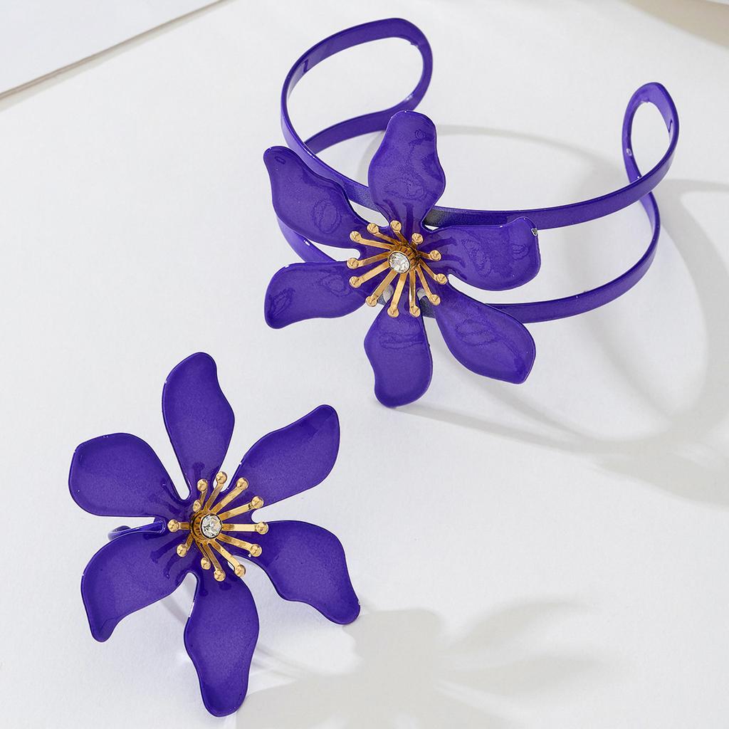 Statement Flower Cuff Bracelet and Ring Set
