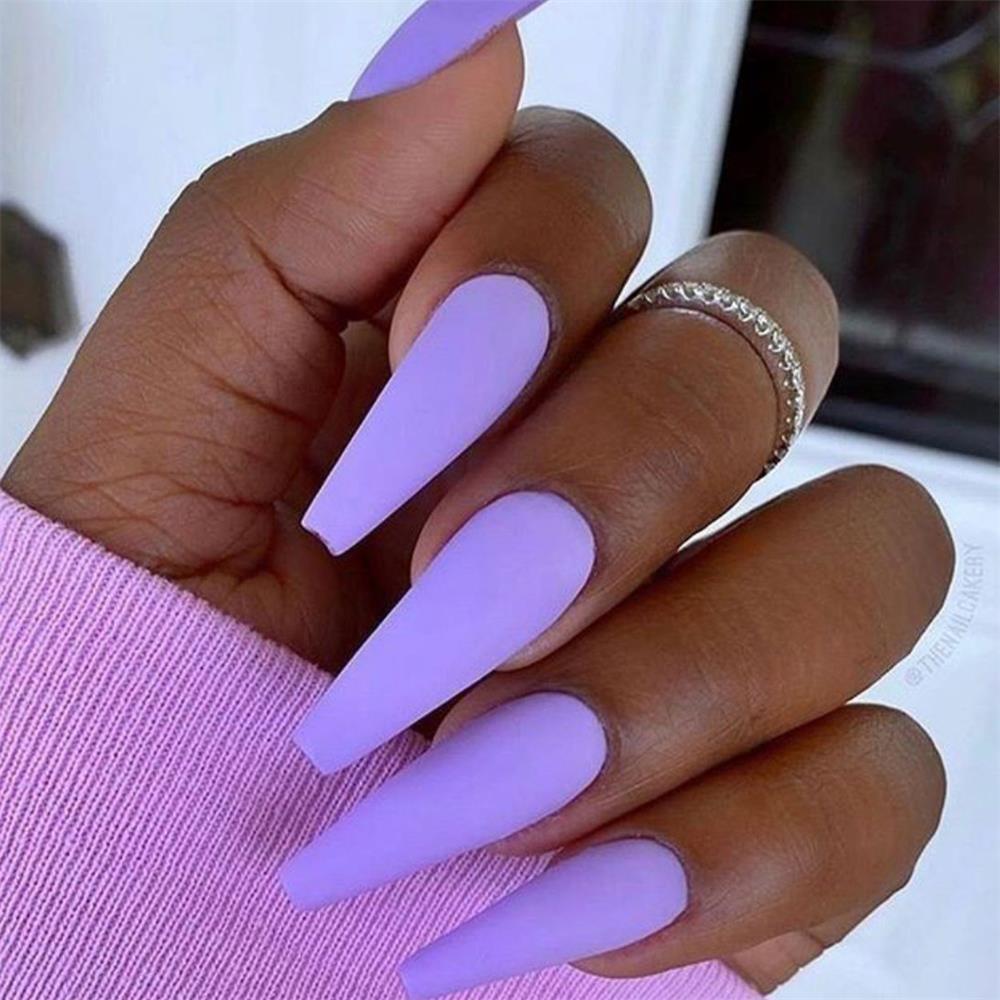 24/100Pcs Candy Color False Nail Tips Full Cover Matte Acrylic Ballerina Fake Nails Tip DIY Beauty Manicure Extension Tools