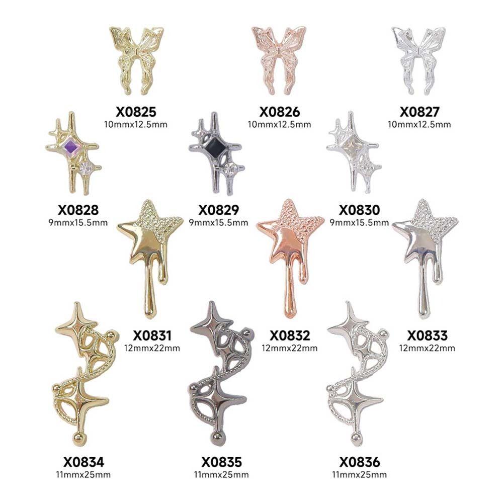 10Pcs/set Nail Rhinestones Zinc Zinc Alloy Butterfly Nail Accessories Zinc Zinc Alloy Star Nail Decorations  Nail Salon
