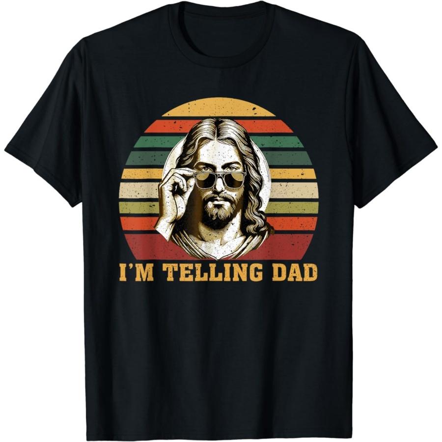 ZHANGZHUNN Im Telling Dad Shirt Funny Religious Christian Jesus Meme T-Shirt 100% Cotton Graphic T Shirt for Men Women Unisex S