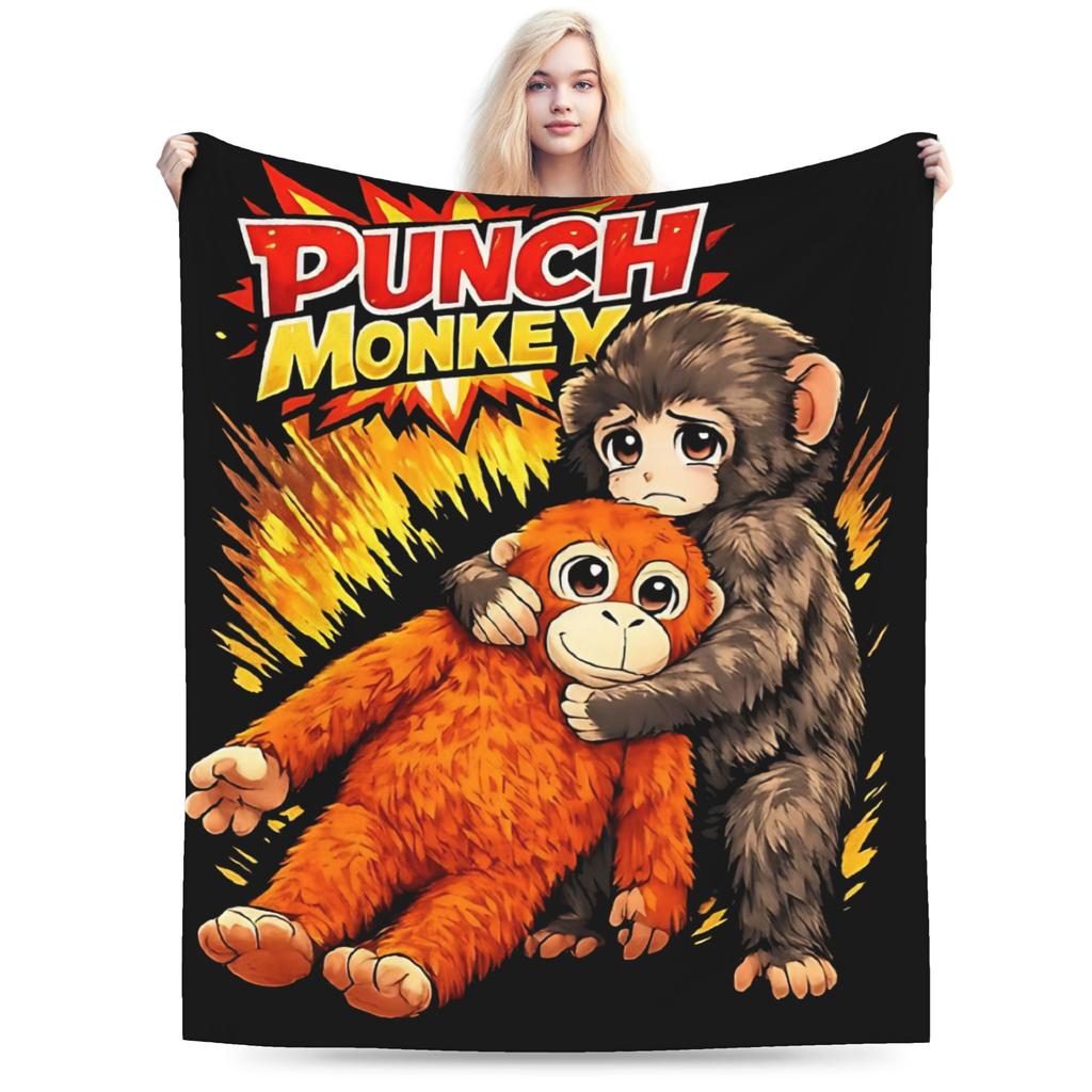 Sad Monkey Punch Blanket Soft Comfy Throw Blanket Winter Adults Girls Outdoor Camping Bedspread