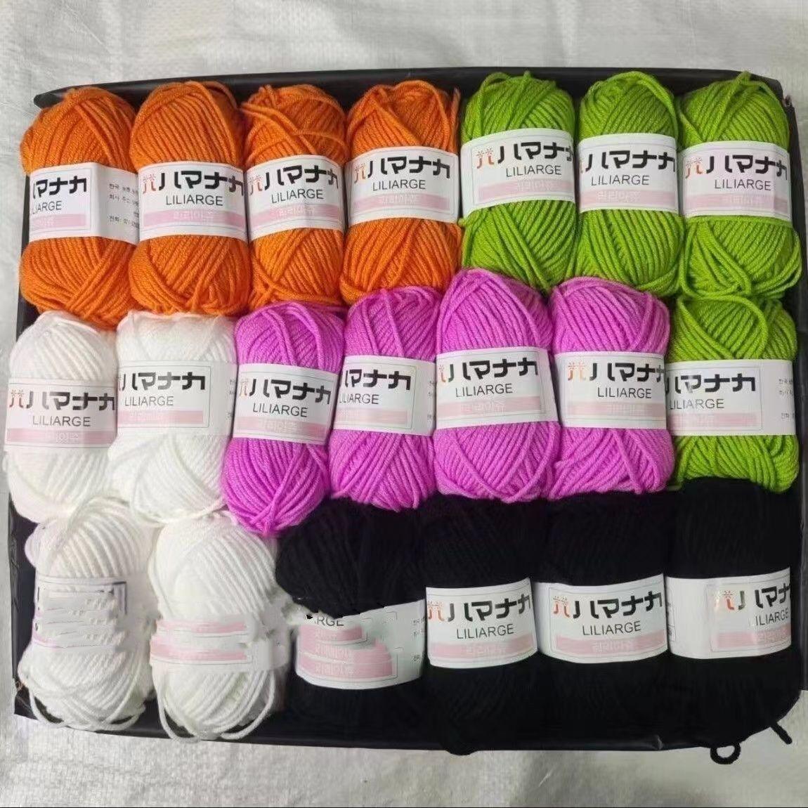 

20 шт./лот Набор пряжи из молочного хлопка 4 нити Мягкая детская хлопковая пряжа Шерстяная пряжа для вязания кукол, сумок, свитеров, шапок Комбинированный набор