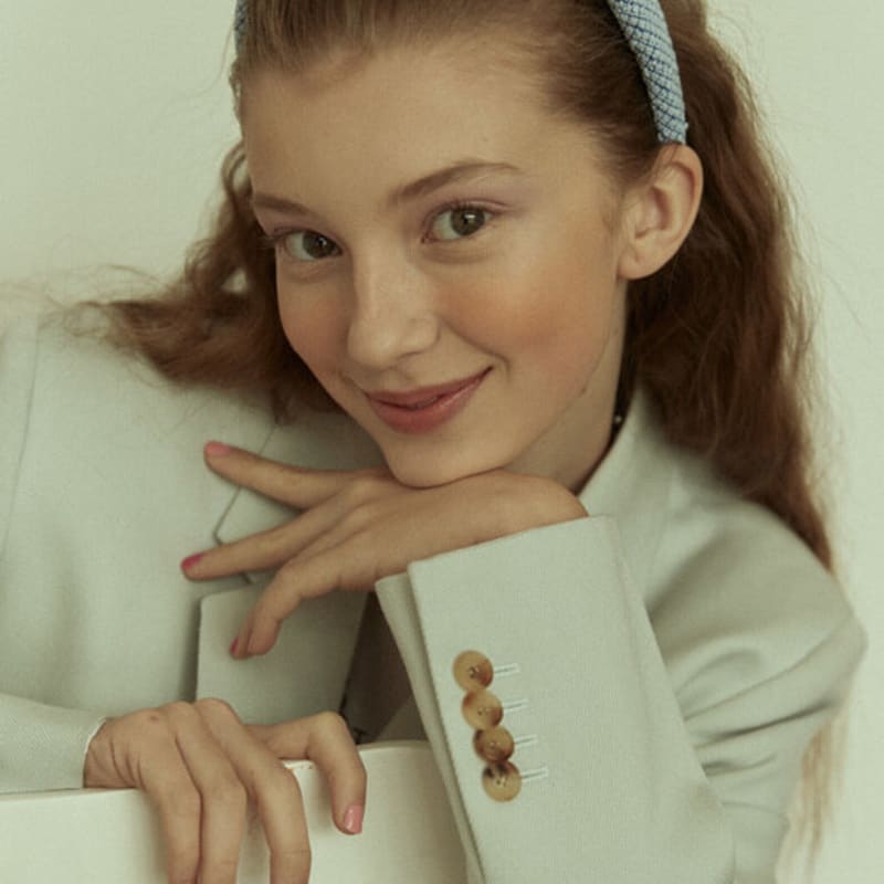 Elizabeth Moments Sky Blue Check Tweed Headband