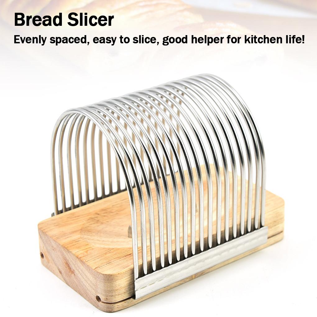High Hardness Kitchen Slicer With Fixed Base For Uniform Toast Cutting Wooden Seat Toast Slicer