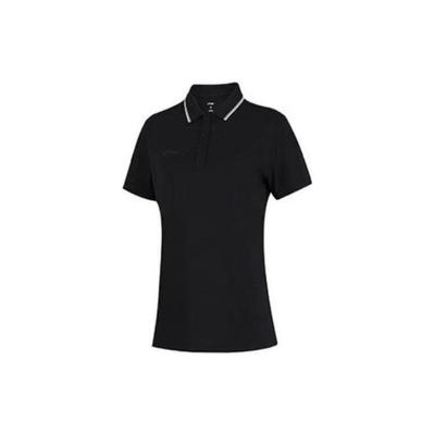 Li Ning Plain Color Polo Shirt Women Tops Black APLT080-5