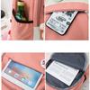 Koreanischer Canvas-Rucksack für Studenten, vierteiliges Rucksack-Set, modische Kontrastfarbe, wasserdichter Rucksack mit großer Kapazität