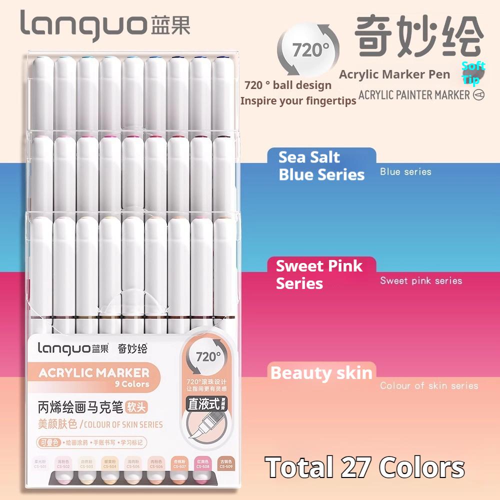 LANGUO 18-81 Mix Colors Acrylic Markers Set Kids Gift Art Rock Painting Pens Graffiti Drawing Marker Pen DIY School Art Supplies