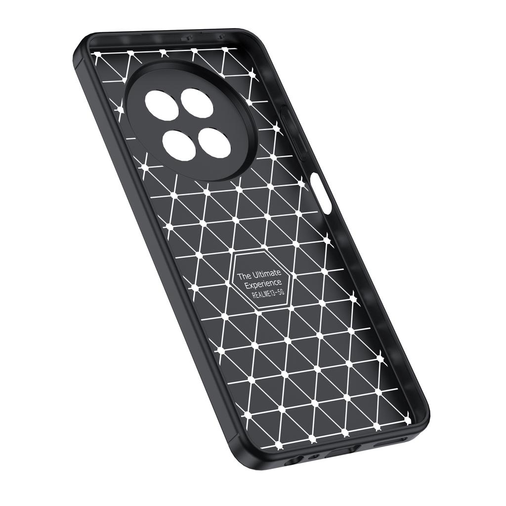 For Realme 13 5G Case Litchi Texture TPU Flexible Phone Cover,Black