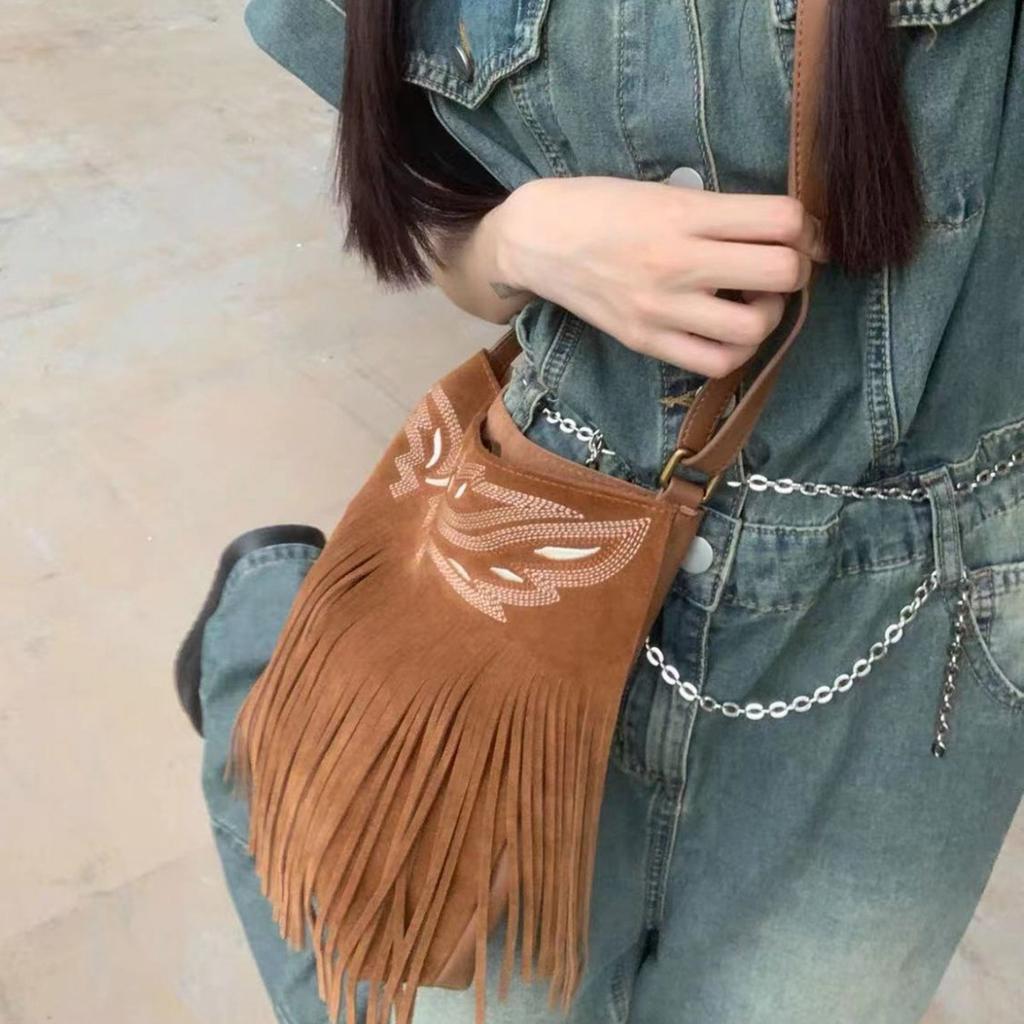 Böhmische Quastentasche Western Denim Xinjiang Reise Umhängetasche Coole Quastentasche