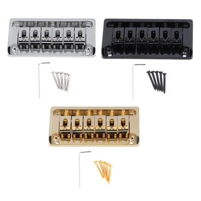 6 String Electric Guitar Bridge Kit Brass Through Body Non Tremolo Guitar Bridge with Wrench for St
