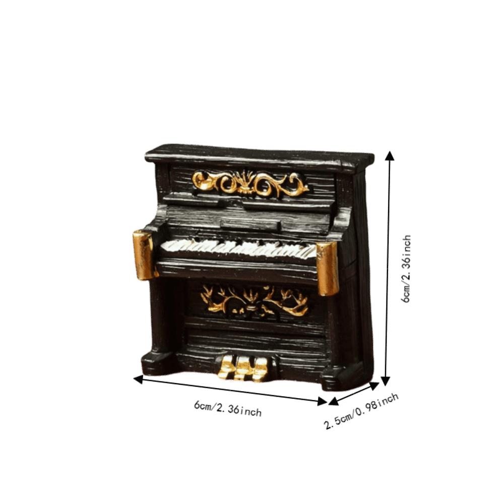 Detailed Carved Exterior Texture Vintage Style Resin Desktop Decorative Piece piano