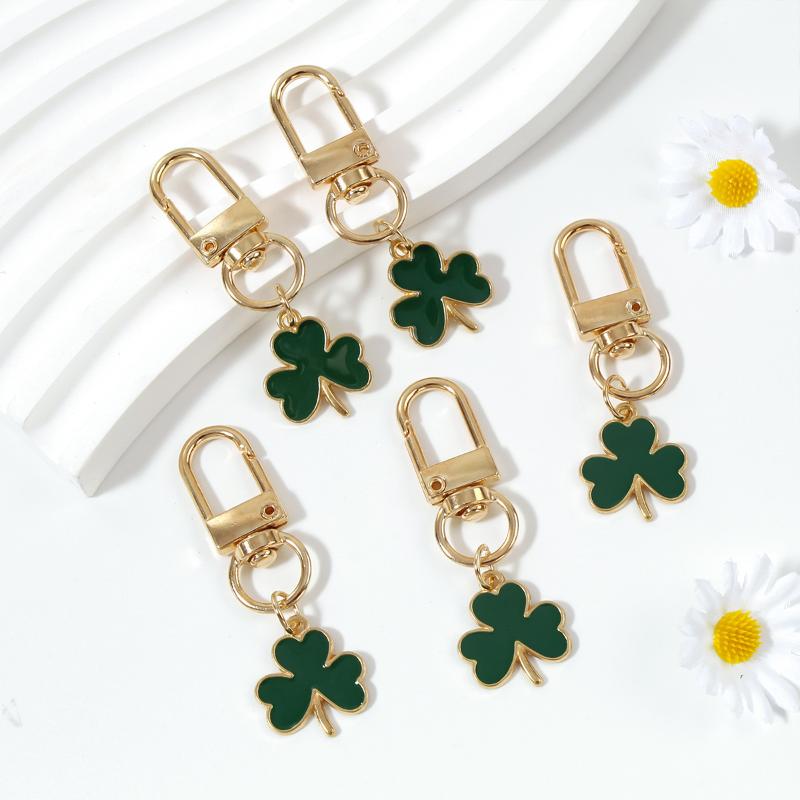 5/10Pcs Alloy Green Clover Leaf Shaped Keychain Minimalist Style Bag Charm Used For Diy Jewelry Accessories Holiday Gifts