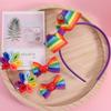Elastic Rainbow Hair Clips Jumbo Large Ribbon Hair Band Hair Pins Rainbow Hair Bow Ties  Wedding