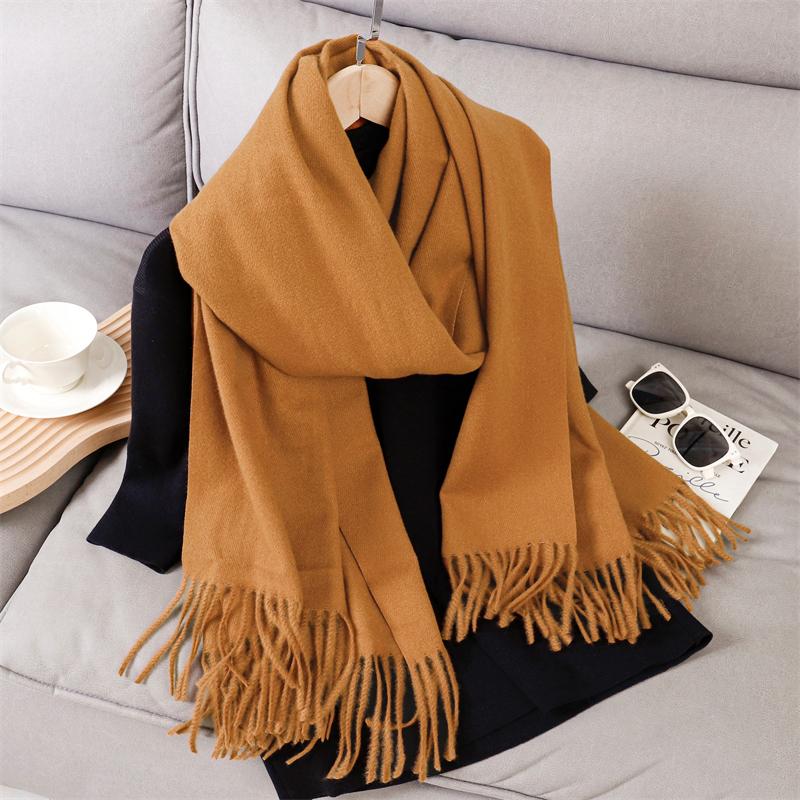 Fashion Luxury Solid Women Winter Scarf Warm Thicken Cashmere Shawl Outdoor Tassels Pashmina Lady Wrap Windproof Scarves