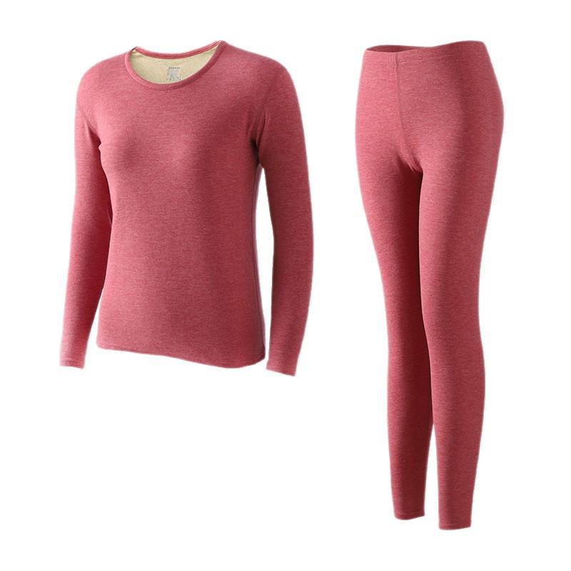 Men's and Women's Ultra-Thick Merino Wool Base Layer: Warm, Skin-Friendly, Round Neck Set for Autumn and Winter