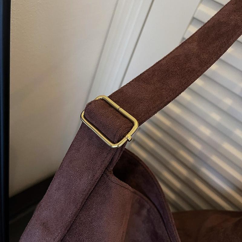 Minimalist Tote Bag for Women Fashion Shoulder Bag with Soft Suede Texture Large Capacity