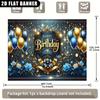 1 piece of 2D flat banner - Elegant and shiny blue-gold balloon floral design theme birthday banner posterzyc