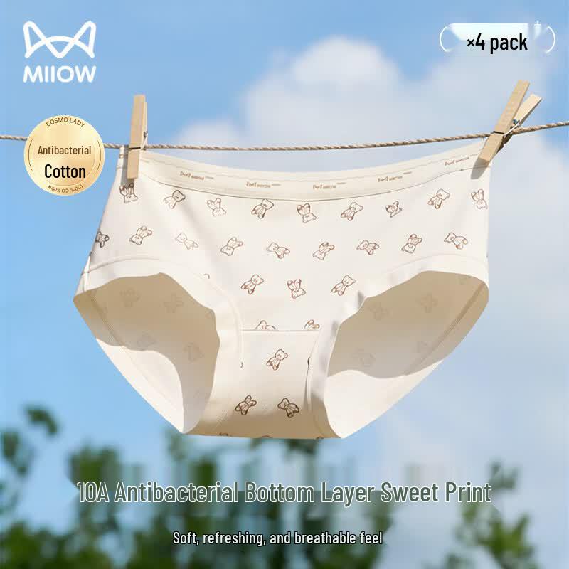 Miiow Women's Cotton Antibacterial Printed Panties (4-Pack)