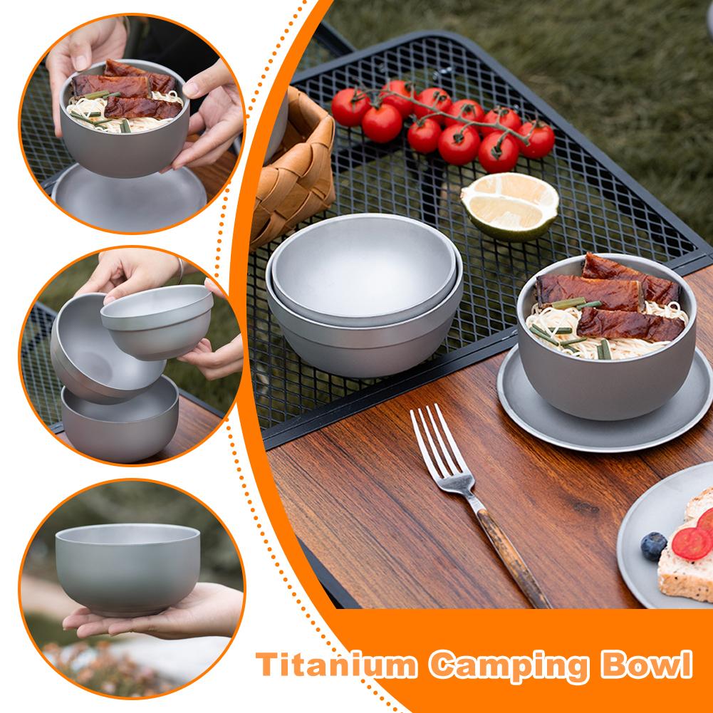 DurableTitanium Camping Bowl Pure Heat-Resistant Lightweight For Outdoor Camping Travel BBQ Picnic Backpacking Accessories