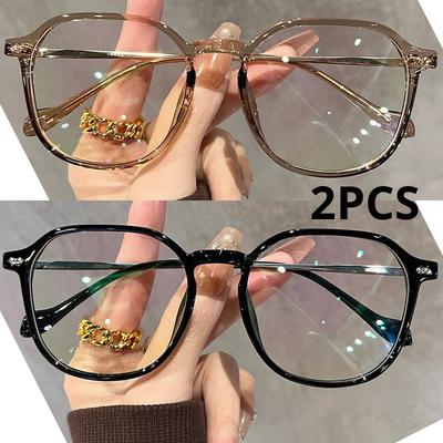 1/2PCS Ultra Light Myopia Glasses Men Women Minus Diopter Eyewear Trendy Large Square Frame Near Sight Eyeglasses