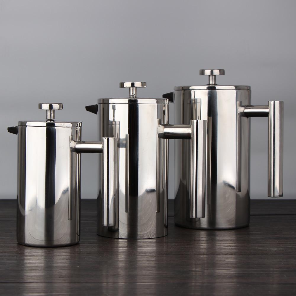 1000 ml Nerezová ocel 304 dvouvrstvá french press konvice na kávu větší kapacita Ruční kávovar