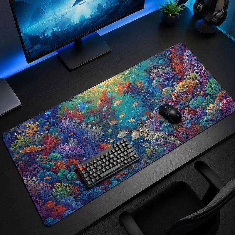Mouse Pad Colorful Coral Reef Fish Gaming Printon Demand Custom Large HD Mousepad XXL Desk Mats Non-Slip Office Soft Table Mat