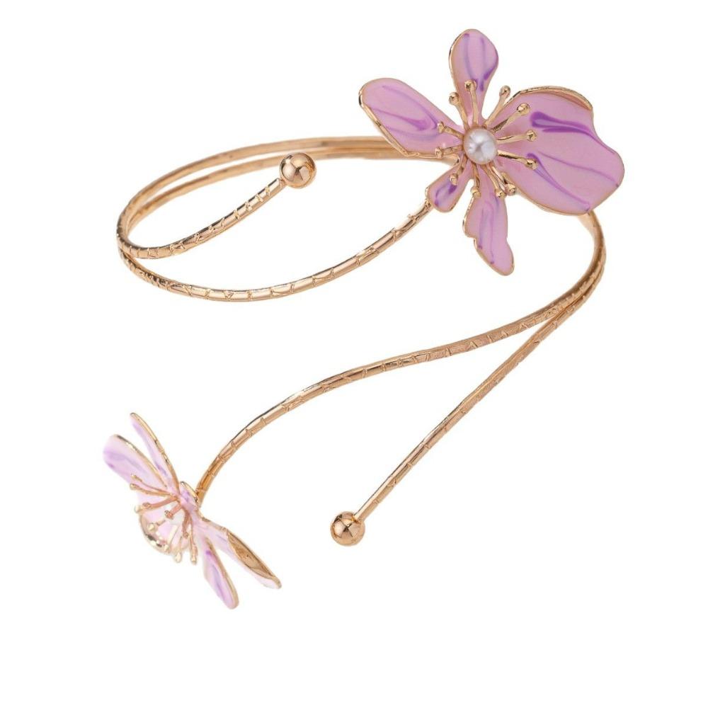 Multi Style Opening Arm Bracelet Metal Arm Bracelet Elegant Flower Bracelet  Hand Jewelry