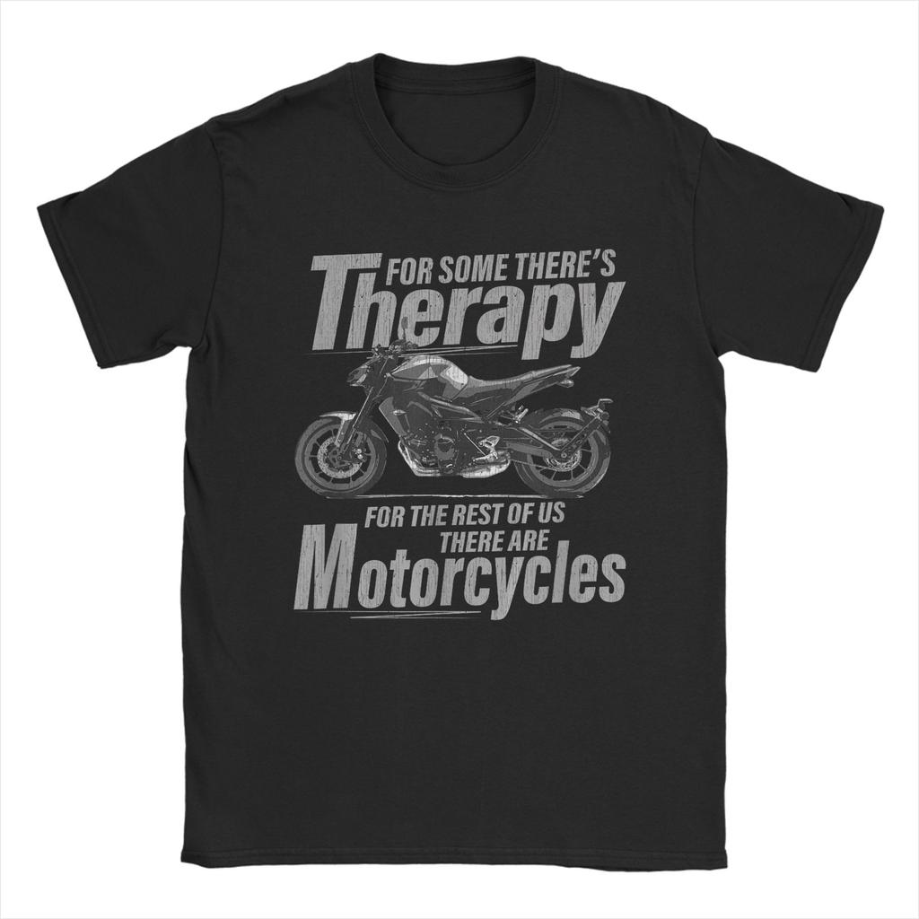 Oversized TShirt Beach Funny Motorcycle Rider Therapy  Vintage Biker Trendy Cool TShirts  Cotton Tee Shirt Short Sleeve Tops