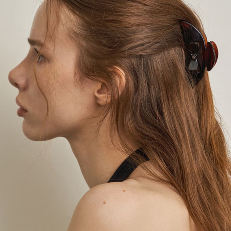 

Ssecondo Half-moon ribbon hair claw clip, Yue_2 colors Brown