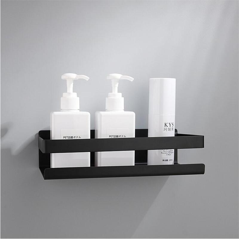 Bathroom Shelf Stainless Steel Shower Rack Corner Shelf Square Bath Shower Shelf Nail Free Black/Nickel Storage Organizer Rack