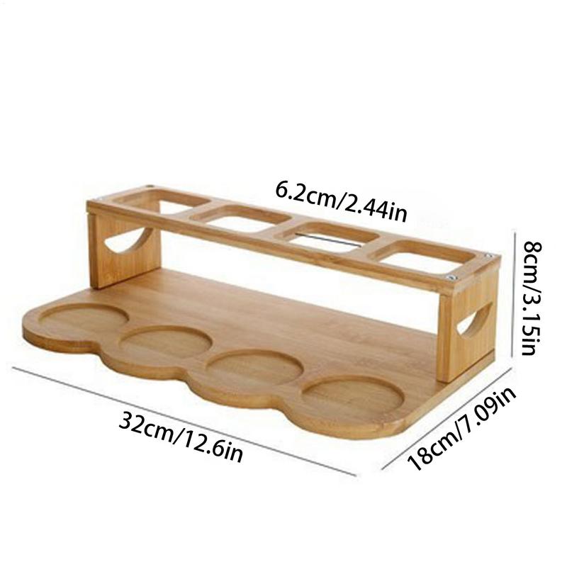 Oil Bottle Rack 2 Tier Olive Oil Rack Organizer for Cabinet Wooden Kitchen Bottle Organizer Oil Vinegar Bottle Storage Display