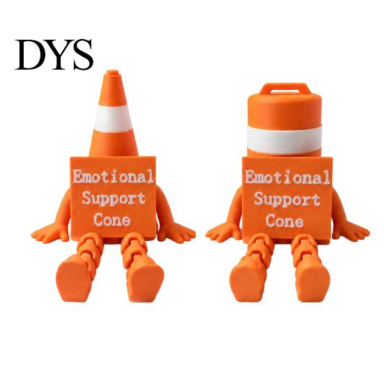 Funny Office Desk Ornaments Emotional Support Traffic Cone Buddy, Articulated Figurine with Robot Toy Sign, Monitor Decor, Companion Gift for