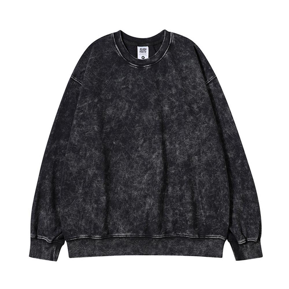 High Street Retro Distressed Oversized Sweatshirt for Men - European & American Trend, Loose Long Sleeve Top